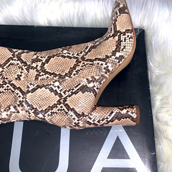 Aqua Private Label Women's Maria Snake Embossed Leather Block Heel Tall Boots - Picture 8 of 14